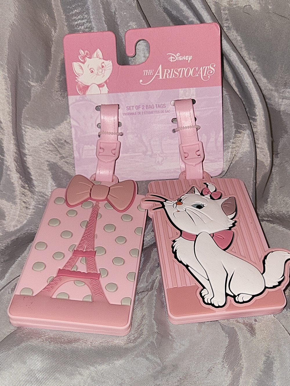 Disney Pink The Aristocats Bag Tags Set - Marie & Eiffel Tower Li M
